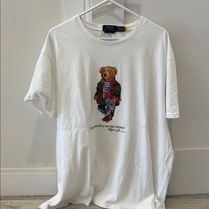 Polo Ralph Lauren White Tee with Bear Graphic